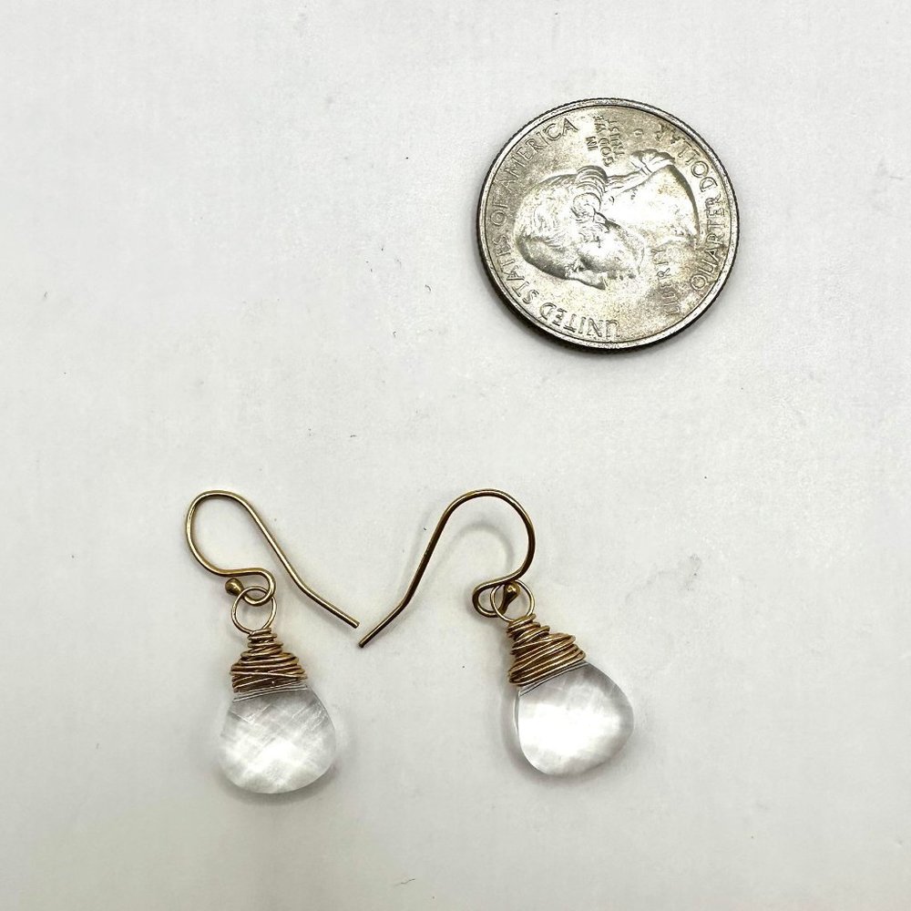 Gold Coil Wrap Clear Crystal Earrings